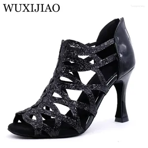 Танцевальная обувь Wuxijiao латинские женщины вальс сальса сальса бальный зал zapatos de baile latino mujer black red for