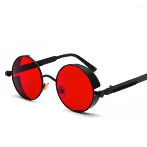 Occhiali da sole in metallo rotondo per est -door Steampunk Fashion Summer Retro Punk Women Glasses 2024 Cicling