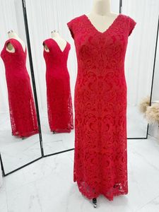 Party Dresses Red Large Size Simple Wedding V -Neck Can Usually Wear Lace Evening M1228