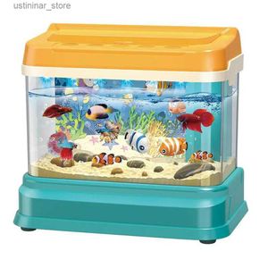 Sand Play Water Fun Divertido Mini Aquário de aquário SIMULAÇÃO DE TANQUE DE PEIXAS Subaquática Pesca magnética mundial Brinquedos interativos para crianças L416