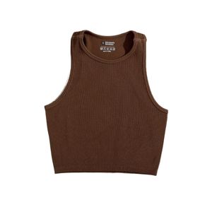 Anpassa tanken u bra yoga outfit kvinnor sommar sexig t shirt solid skörd toppar ärmlös mode väst sömlösa ribbed airbrush real gudinna go-to tankespresso privat märke 1