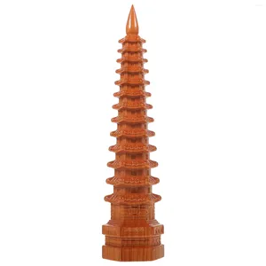 Garden Decorations Wenchang Tower Model Desktop Decor Home Metal Ornament Wood Buddhism Craft Decoration Office Retro