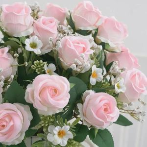 Decorative Flowers Imitation Long-lasting Realistic Artificial Flower Decor For Wedding Party Detailed Fake Rose Centerpiece Supplies Uv