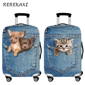 Ryggsäckar Animal 3D Cat Dog Lage Protective Cover 1832Ich resväska Elastisk fodral täcker bagage vagn dammskydd rese tillbehör