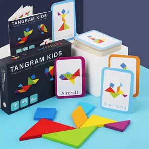 3D -pussel Trä TANGRAM Jigsaw Puzzles Board Games Kids Montessori Education Toys Children Kindergarten Geometric Shape Teaching Aids 240419