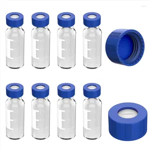 Wine Glasses 2ML Autosampler Vials Pack Of 100 - HPLC 9-425 Clear With Blue Screw Caps White Septa