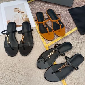 Luxury Designer Slide Sandal Summer Sandal Slipper Leather Sliders Flat Casual Shoe Sunny Travel Light Gold Logo Women Sexy Mule Girl Loafer