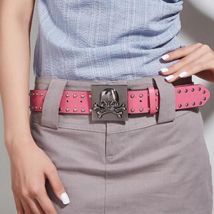 Belts Gothic Style Skul Buckle Waist Belt For Teens Cool Pin Rivet Studded Boy PU Leather Waistband Jeans Decor