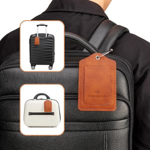 Etichetta per bagagli in pelle PU con anello di corda di filo anti -perdita piccolo e versatile etichetta per bagagli unisex adatto per bagagli e borse da viaggio 240418