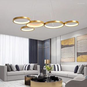 Chandeliers Modern Ring Ceiling For Dining Table Room Kitchen Pendant Lighting Suspension Design Led Luminaires Fixtures