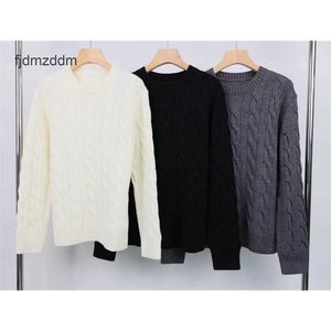 23 Womens Clothes Pony Embroidery Knitwear Fried Dough Twists Round Neck Pullover Long Sleeve