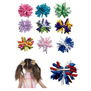 Dziewczyny Baby Korker Hair Bows Aligator Clips Elastic Hairband Curlers Ribbon 3 