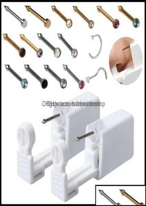 Piercing Kitleri Dövmeler Vücut Sanat Sağlığı Güzellik Güzellik Disposable Güvenli Steril Pierce Ünitesi Gem Burun Saplamaları Silah Piercer Aracı Hine Ki5642802