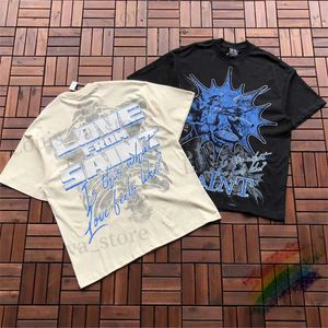 メンズTシャツスケルトンプリントセントマイケルTシャツメンズトップクオスブラックアプリコット特大TシャツTS T240419