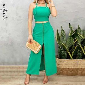 Abiti da lavoro Wefads Set da due pezzi Donne Summer Chic Solid Sleeveless Superes Square Neck Wited Waist Op.