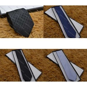 Letter Men's Tie Silk Necktie Black Blue Jacquard Party Wedding Business Woven Fashion Design with Box G898