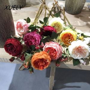 Decorative Flowers 65 CM Long Branch Hand-Feel Moisturizing Rose Peony Artificial Silk Flower Home Decor Wedding Backdrop Wall Scene Layout