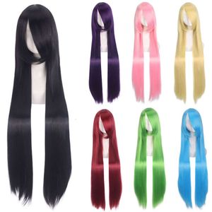 parrucche ricci umane anime parrucca da 80 cm parrucca cosplay universale capelli long long drive womens peli lunghi dritti lunghi