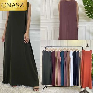 Roupas étnicas Vestido de forro novo sem mangas Longa mulher muçulmana abaya marroquino cafta noturno manto modesto kaftan árabe muitas cores Produto islâmico D240419