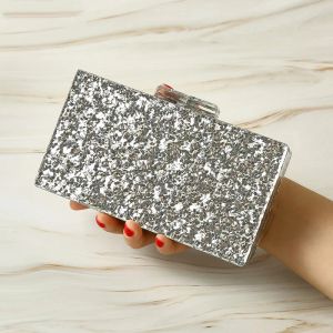 Clutches Acrylic Female Casual Rectangle Mini Phone Coin New Trend Handbag Crossbody Bag Evening Silver Gold Glitter Box Clutches wallet