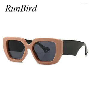 Solglasögon Runbird Black Thick Frame For Women Brown Gift Partyer Square Sol Glasses Ladies UV400 Tillbehör Kvinna Big 5466