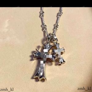 Chrome Hesrts Necklace Jewelry Designer Necklace Double Layer Cross Necklace Women's Light Luxury Design High Sense Men's Long Sweater Chain Hearts Necklace 659