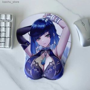 Mouse Pads Wrist Rests Gamer for Genshin Impact Cute Manga Yelan Kawaii Anime Sexy Mouse Pad with Wrist 3D Big Oppai Silicone Gel Desk Mat Mousepad Y240419