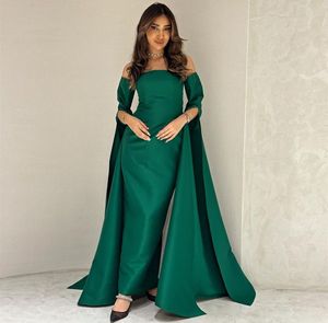 Vintage Long Royal Blue Taffeta aftonklänningar med ärmar Mantelgrön fotledslängd dragkedja tillbaka promenad för kvinnor