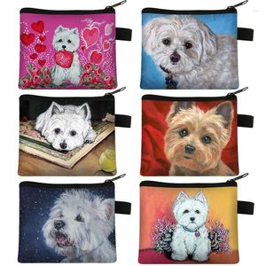 Coin Purses unik design Westie hundmålningspåse för kvinnor flickor läppstift kortväska mini plånböcker gåva