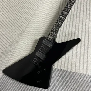 Metallic James Hetfield Gloss Black Electric Guitar Active China EMG Pickups 9V Box Black Hardware Black Right