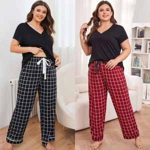 Pamas, Women's Spring/summer Chubby Mm Short Sleeved Long Pants, Large Size Home Clothing F41946