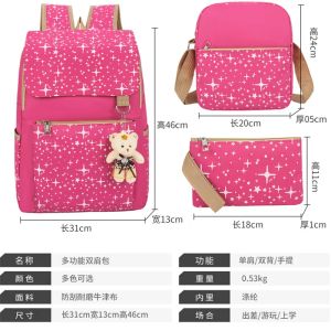 BASS COLLEGE STILE SCUOLA SCUOLA PER RAGAZZE THREEPIECE CONCE CONCIDA SCUOLA RAGAZZA BAGPACK Adolescenti