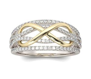 Anéis de casamento Design da moda Cubic Zirconia Silver Color For Women Two Tone Ring Engagement Promise de joias Presentes5775526