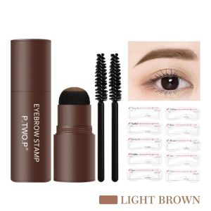 Enhancers Professional Eye Brows Stencil Komplett ögonbryn Pulver Stampformning Kit Makeup Borstar Vattentät ögonbrynsfärg Ögonbryn Pencil