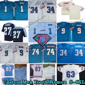 Özel S-6XL 75. Gerileme 34 Earl Campbell 1978 Futbol Formaları 1 Warren Moon 9 Steve McNair 74 Bruce Matthews 27 Eddie George 63 Mike Munchak 87 Dave Casper 10 Young