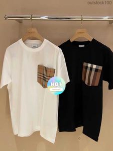 Moda Lüks Buurberlyes Giysileri Kadınlar Erkekler Kısa Kollu Tshirt Klasik Küçük Cep Ekose Damalı Çift Tişört Yüksek Kaliteli 1to1 Marka Logosu