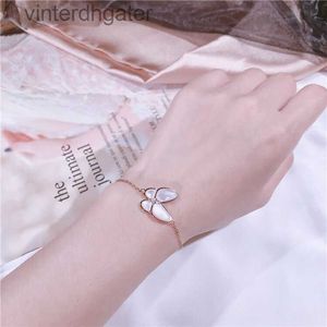 Luxus feines Vancelf Designer Armband für Frauen 925 Silber plattiert Gold Silber Weiß Fritillaria Schmetterlingsarmband Einfaches Armband mit Markenlogo