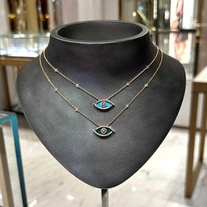 Pendant Necklaces 2023 New 925 Pure Silver Peacock Blue Turquoise Eye Necklace Womens Temperament Fashion Luxury Brand Jewelry Party Gift 240419