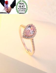 Omhxzj toda a moda européia feminina festa de casamento presente água gota de zircão branco 18kt anel de ouro rosa rr5987356783