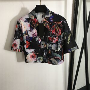 Blouse Women Designer Shirt Flower Button Up Shirt Classic Floral Pattern Covered With Printed Fashion Casual Short-sleeved Lapel Shirts Womens Tops