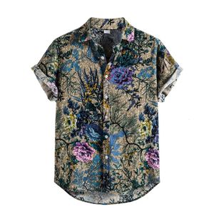 Hawajskie kwiatowe koszule tropikalne Mężczyźni Dazn Tops Summer Casual Short Sleeve Button Chemise Loose Vacation Beach Blusas 240403