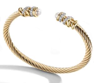 Bracciale di gioielli Bracciale da donna in acciaio tessuto intarsio intarsiato con haoshi color in acciaio 18k oro aperto braccialet6351821