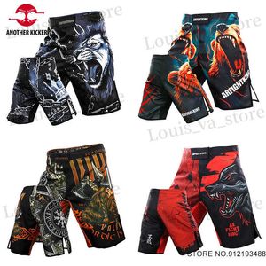 Męskie spodenki Muay Thai Bokserski Tiger Tiger Lion Printing MMA Shorts Męskie spodenki Szybka sucha siłownia Grappling Kickboxing Pants T240419