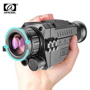 Teleskoplar Apexel Kızılötesi Dijital Gece Görme Monoküler Cihaz IR Teleskop Zoom Lens Avcılık İçin Askeri Şarj Edilebilir