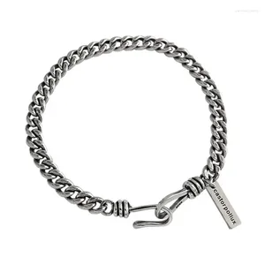 Link Bracelets S925 Sterling Silver Cool Vintage Chain Pendant Men And Women With Accessories