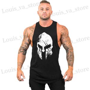 Herr t-shirts 2023 Ny bomullsträning Gym TANK TOP MENS MUSCLE SLVELESS SPORTWEAR STRINGER STRINGER Fashion Bodybuilding Singlets Vest T240419