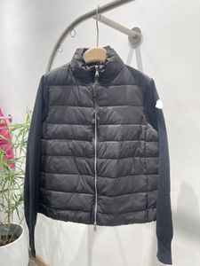 Kurtki męskie kurtka jesienna zima pióra puffer solidny kolor patchwork pikowane długie rękawie dzianinowy mączkowy designer mens designer kurtka w dół płaszcz Moncless