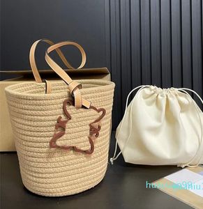 Mini bolsa de balde de verão palha de grama tecido crossbody luxury ombro praia feminina bolsas 2024