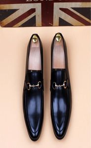 Свадебные туфли Homecoming Men Black Horse Buit Buckle Designer Business Shoes Smoking Slipper US1479593