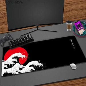 Mouse Pads Wrist Rests Japanese Dragon Gaming Mouse Pad XXL Art Office Carpet Desk Pad Mouse Mat Black White Big Mousepad Rubber Mat For Computer Table Y240419